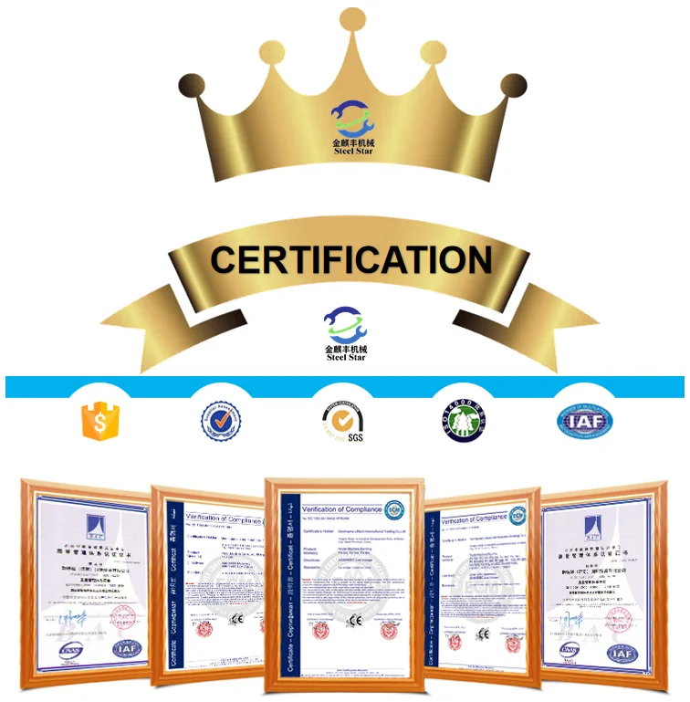 Şirket, CE, BV, ISO9001 kalite yönetim sistemi ve diğer sertifikaları almıştır.